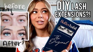 DIY Lash Extensions FlutterHabit Lashes  Application Wear Test and Review [upl. by Silvain695]