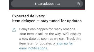 Item Delayed  Stay Tuned For Updates Meaning On Canada Post [upl. by Ecirehc]