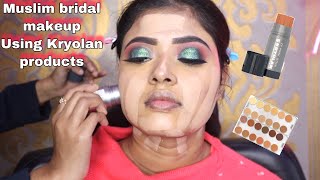 Muslim bridal makeup tutorial step by step using Kryolan pan stick base [upl. by Sheeree]