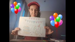 krezba 1 zajac a torta darček 📜🐇🎂 drawing 1 rabbit and cake gift 📜🐇🎂 [upl. by Abagail]