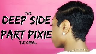 Short Relaxed Hair Tutorial  The Deep Side Part Pixie [upl. by Mildred]