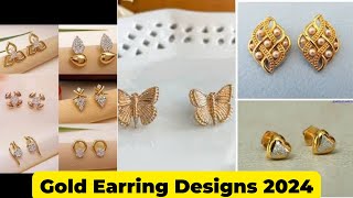 Latest Gold Earring Designs 2024  Gold Stud Earrings [upl. by Garbers]