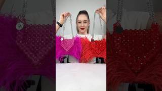 The process of making a Queen beaded bag decorated with feathers🌹asmr beadbag tutorial [upl. by Tamra24]