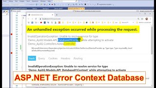 InvalidOperationException Unable resolve service Context attempt activate Controller ASPNET Core [upl. by Roydd123]