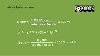 Soluciones químicas II  Porcentaje de masa de soluto en volumen de solución  mv [upl. by Yendic]