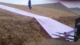 Biogas Plant Management Crew  Silage clamp covering [upl. by Whale35]