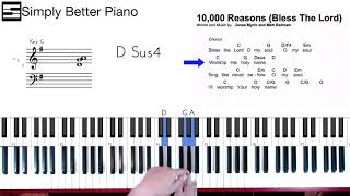 “10000 Reasons Bless the Lord” Beginner Piano Chord Tutorial Matt Redman [upl. by Netsirhk]