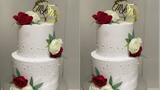 WEDDING CAKE DESIGN  2 TIER WEDDING CAKE  ELEGANT WEDDING CAKE  CAKE TUTORIAL weddingcake [upl. by Ioves]