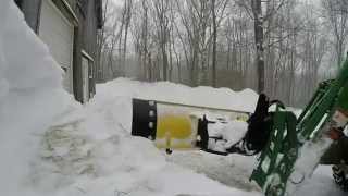 Using the Artillian Plow Adapter setup on a John Deere 2520 during a Blizzard 2015 [upl. by Anayad]