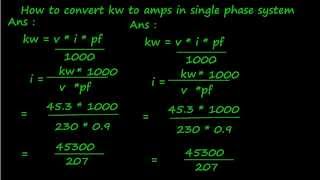 how to convert kw to amps in single phase system [upl. by Va]