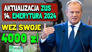 Aktualizacja ZUS 14 Emerytura 2024 Seniorzy już w najbliższy poniedziałek otrzymasz 4000 zł [upl. by Painter630]