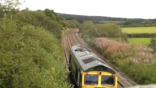 Very noisy Class 66 shed Freightliner near Bruton 3092012 [upl. by Aidnac]