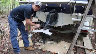 Removing the OMC Cobra sterndrive and bell housing round 2 om the Bayliner Ciera [upl. by Nimzzaj406]