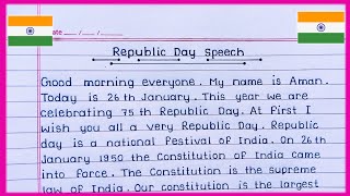 Short speech on Republic Day in English 2024  26 January Speech  Speech on Republic day [upl. by Nonnahs]