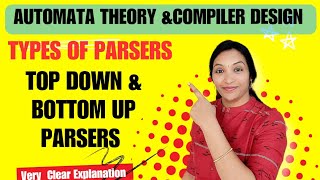 Types of Parsers  Top Down Parsing  Bottom Up Parsing  Parsing Techniques  ATampCD JNTUH [upl. by Kristofer]