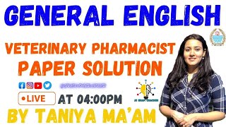 PAPER SOLUTION II GENERAL ENGLISH II VETERINARY PHARMACIST II BY TANIYA MAAM jkssb [upl. by Cyndi837]