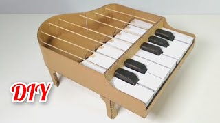 easy cardboard piano How to make Amazing Cardboard Grand Piano DIY piano miniature [upl. by Ddene]