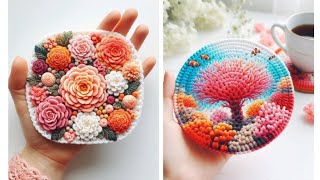 Crochet coasters new ideas 2024  crochet  crochet coasters  crochet new idea [upl. by Inhsor]