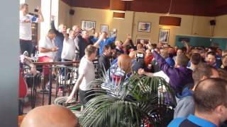 Rangers supporters in the pub pre Derby game Aug 2nd 2014 [upl. by Neroc975]