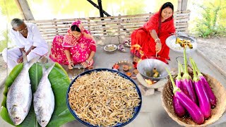 শীতকালের স্পেশাল বেগুন দিয়ে টাকি শুটকি মাছ রান্না সাথে ইলিশ মাছের রেসিপি  ilish mach recipe [upl. by Tiloine840]