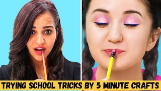 Trying SCHOOL Tricks and HACKS by 5 Minute Crafts😉 [upl. by Wertheimer]