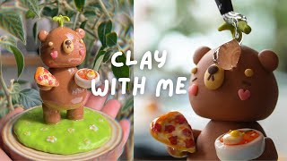 Relax amp Clay with Me ✿ Making a Bear Figurine from Start to Finish clay process supplies ect [upl. by Tadeas]