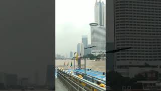 View of the chao Phraya River at the pier in the area Samphanthawong Bangkok Thailand 🇹🇭 [upl. by Ilecara]