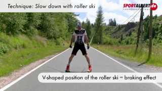 Roller Skiing Cross Skating Skiking Technique Slow Down with Roller Ski by wwwsportalbertde [upl. by Assirram405]