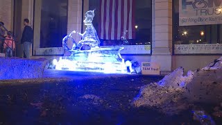 Warm weather is no problem for ice sculptures at Chambersburg IceFest [upl. by Eckardt]