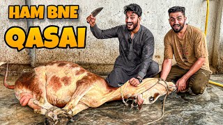 ALHAMDULILLAH ROCKET JANWAR KO ZIBAH KARLIA😍 QASAI BN GAE  COW VLOG [upl. by Yeh991]