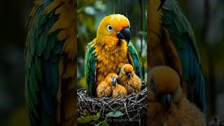 Parrot Shields Chicks from Intense Rainstorm parrot rain mother trending [upl. by Lekcar973]