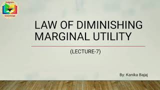 Law of Diminishing Marginal Utility  Laws of Utility Analysis  Consumer Behaviour  Part7  EK [upl. by Nahs]