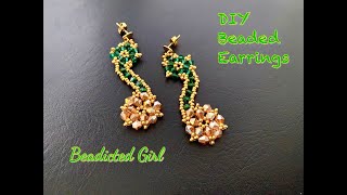 Bicone Earrings  DIY Beaded Earrings  Super Easy Tutorial [upl. by Ettenahc429]