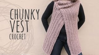 Tutorial Easy Vest with Chunky Yarn [upl. by Yanrahs]