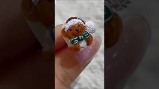 Christmas 3D bear wearing scarf nails nailart naildesign beauty diy nailaddict naildiy [upl. by Esinahs]