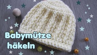 Baby Mütze häkeln  Beanie für Neugeborene 03 Monate Babymütze [upl. by Oinotnas]