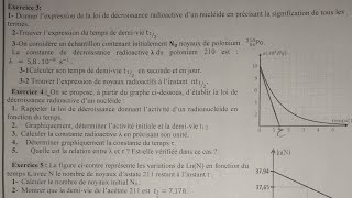 série dexercices corrigés partie 2 2Bac Sciences Décroissance Radioactif [upl. by Thormora]