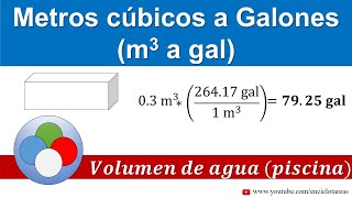 Metros cúbicos a galones m3 a gal  Volumen de agua Piscina [upl. by Nylloc]