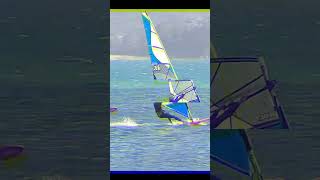 Flying on da fin  a little too much Super light wind board in windy windsurfing [upl. by Inglebert]