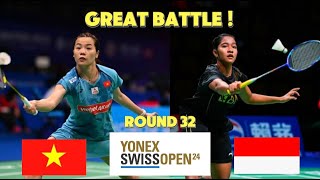 Great Battle Thuy Linh Nguyen against Ester Nurumi Tri Wardoyo at Yonex Swiss Open 2024 Badminton [upl. by Amsirahc733]