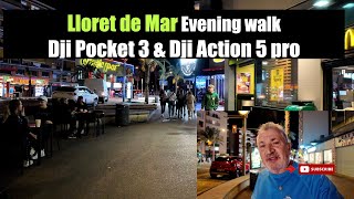 Lloret de Mar evening walk DJi Pocket 3 amp Dji action 5 pro [upl. by Atikcir922]