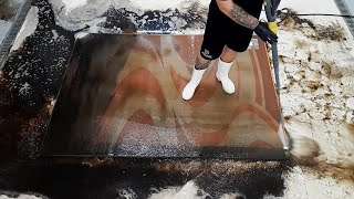 Washing a very dirty carpet with orange waves  satisfying video  asmr cleaning [upl. by Iaht]