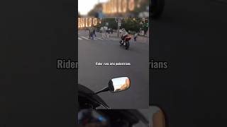 Biker Flies Over Handlebars Hitting Pedestrian  unknown [upl. by Aeslahc]