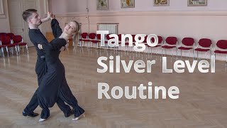 Tango Silver Level Choreography  Back Open Promenade Brush Tap [upl. by Llennoc]