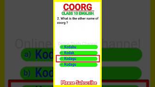 Coorg Class 10 English Poem MCQs  Coorg Class 10 mcq coorg mcq class10englishmcq class10english [upl. by Ruddy]