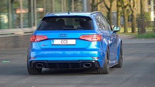 520HP Stage 2 Audi RS3 8V Sportback with Iroz Downpipe  Crazy Launch Control Revs amp Accelerations [upl. by Hatch790]