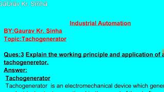 WorkingPrincipleofTachogeneratorTachometer [upl. by Poole376]