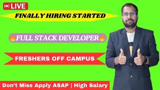 Finally Hiring started  Full stack Java Developer Job  Freshers Apply Now [upl. by Airebma]