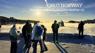 OSLO NORWAY Coldest day since 1979 in Oslo Extreme Weather❄️🇳🇴 Virtual Walking Tour 4K60ftp [upl. by Essilec491]