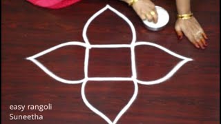 Creative rangoli muggulu with 2 dots  easy rangoli amp kolam designs by Suneetha [upl. by Yemac]